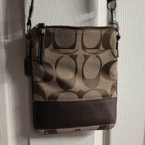 Coach Signature Crossbody in Khaki and Brown